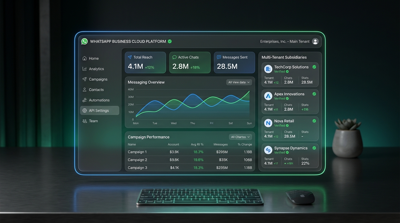 Nesronix WhatsApp Business Cloud Platform Apple Glass Mockup